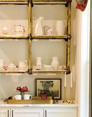 Antiqued Brass shelves
